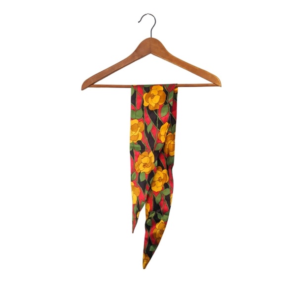 Vintage Silky Neck Scarf Rose Pattern - Picture 3 of 3